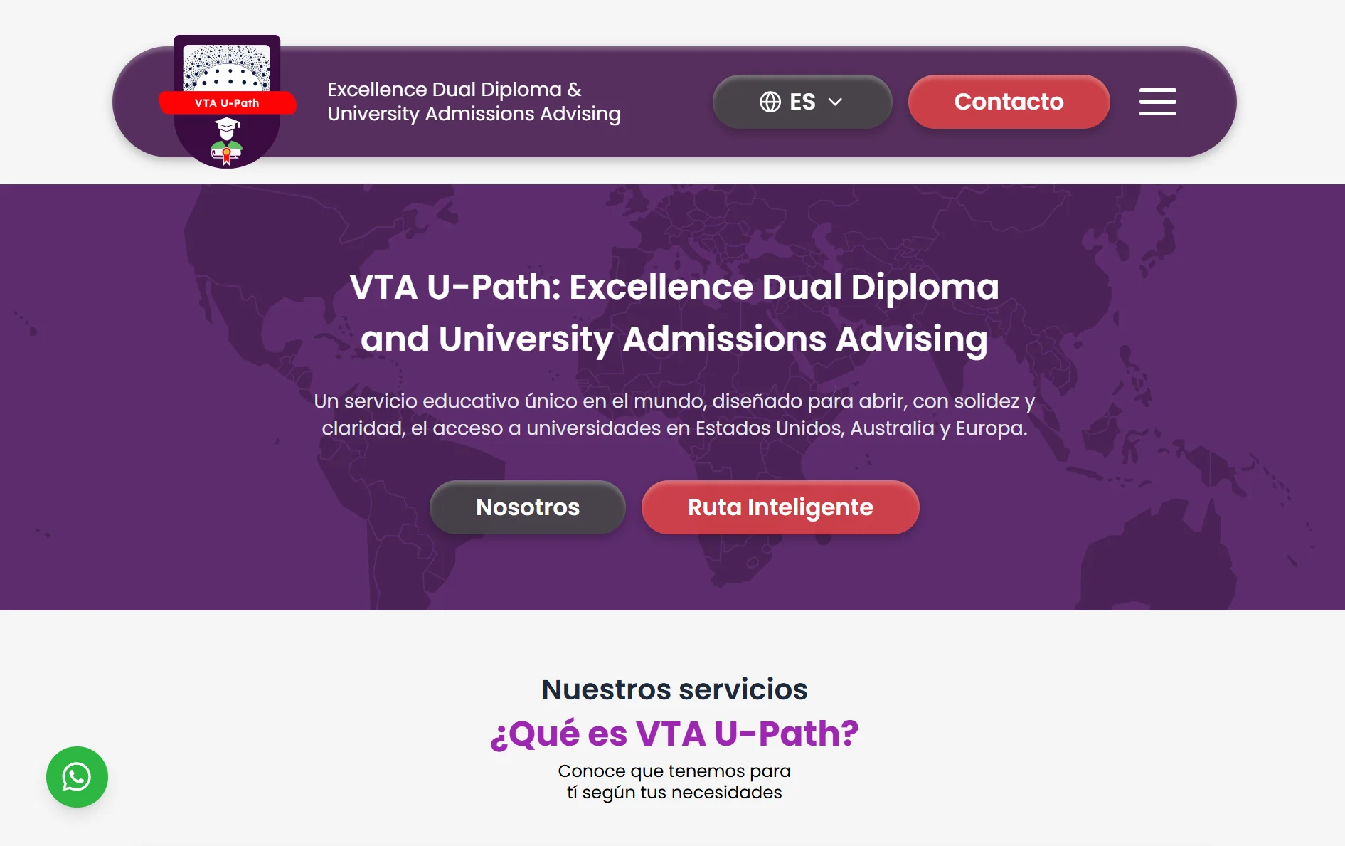 Interfaz de vtaupath.viatalentumacademy.com — Portal VTA U-Path